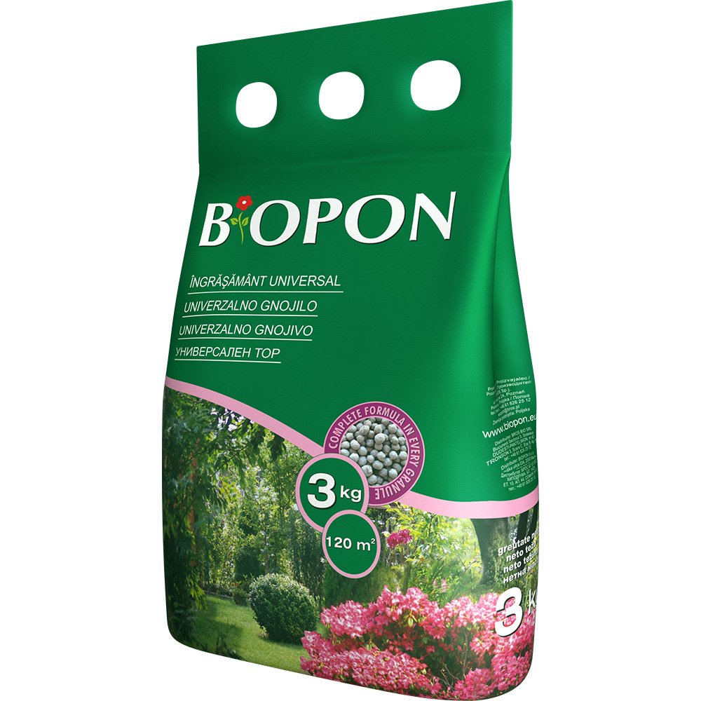Универсален гранулиран тор BIOPON за зелени и цъфтящи растения, интензивен растеж и цъфтеж, 3 кг