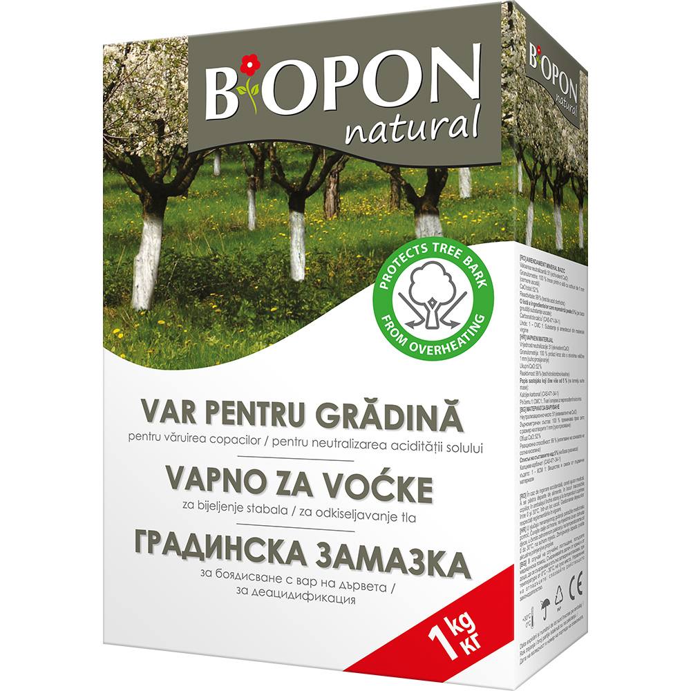 Смляна вар за градина BIOPON, Защита на Кората и Корекция на pH на Почвата, 1 kg