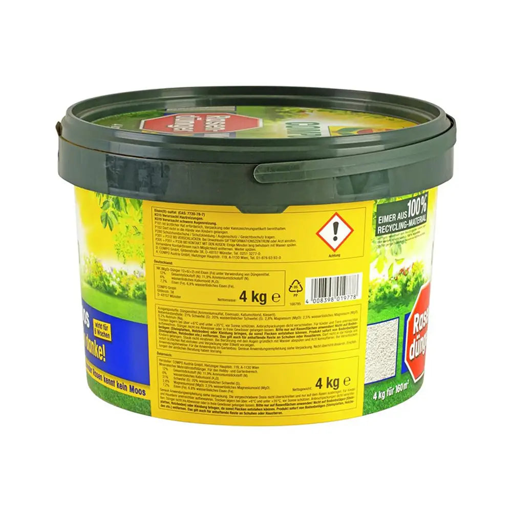 Ingrasamant gazon Compo, 4 kg pentru 160 mp, anti-muschi granule fine, efect 6 saptamani