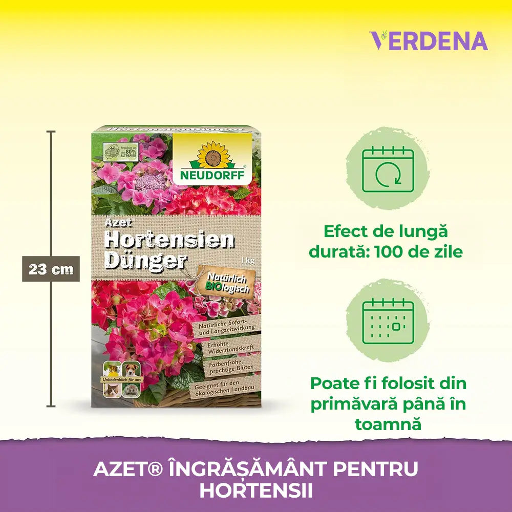 Органичен тор Neudorff Azet за Хортензии, Камелии и Бугенвилия, 1.75 kg – Интензивно Цъфтене и Здрави Корени