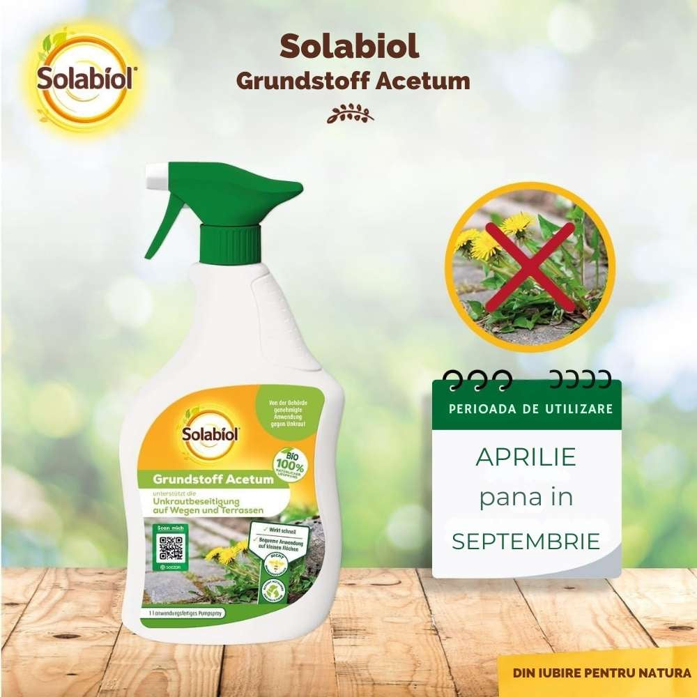 Spray Erbicid pentru combaterea buruienilor SOLABIOL pe baza de acetum, utilizare exterioara, 1 L