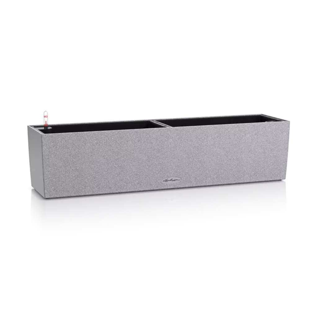 Ghiveci Auto-Irigant Lechuza Balconera Stone 80, 12 l, cu efect de piatra gri, sistem de autoirigare, insert detasabil, strat de drenaj
