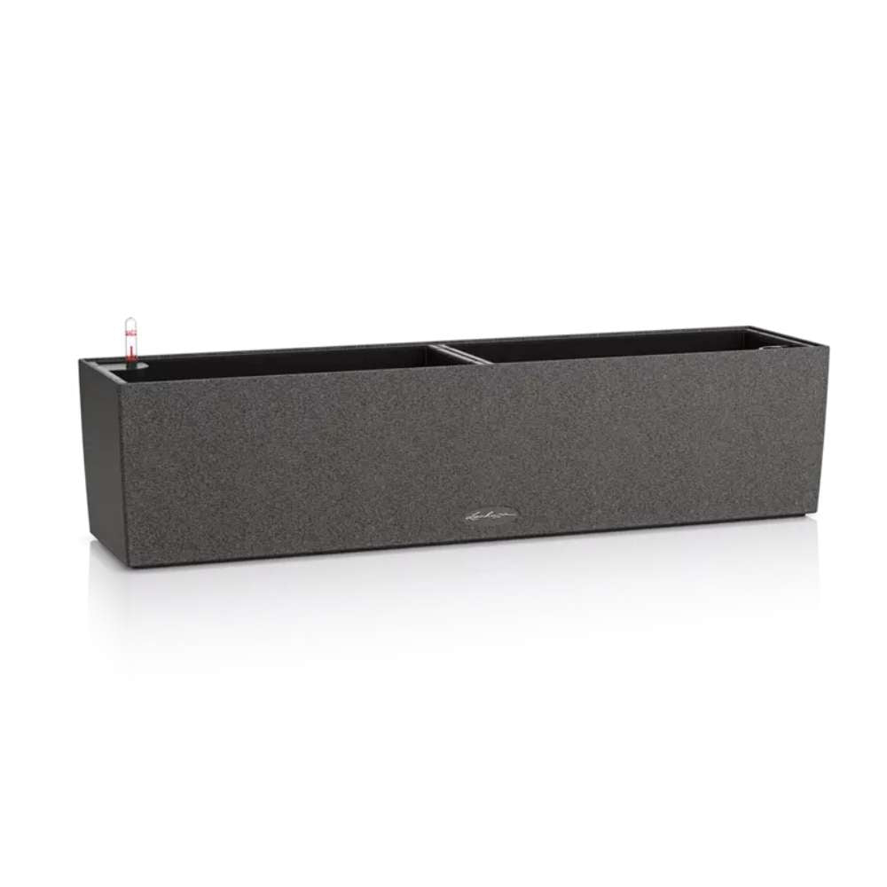 Ghiveci Auto-Irigant Lechuza Balconera Stone 80, 12 l, cu efect de piatra neagra, sistem de autoirigare, insert detasabil, strat de drenaj