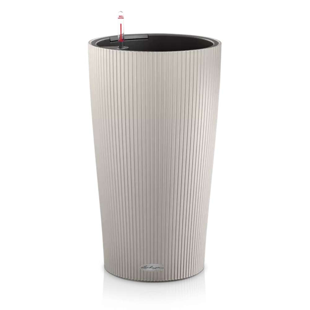 Ghiveci Auto-Irigant Lechuza Cilindro Color 32, 13 l, bej mat, sistem de autoirigare, insert detasabil, strat de drenaj