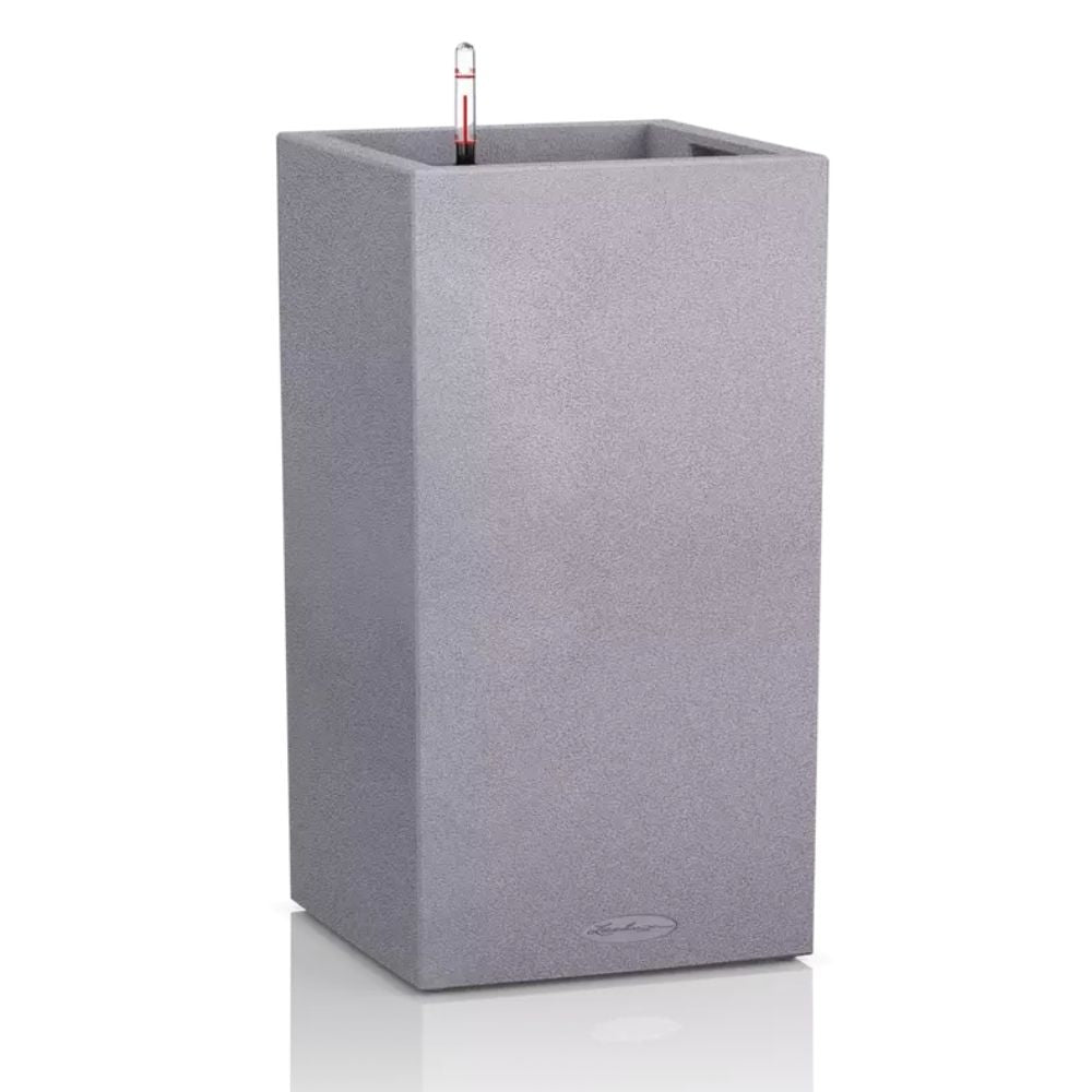 Ghiveci Auto-Irigant Lechuza Canto Stone High 30, 12 l, efect piatra gri, sistem de autoirigare, insert detasabil, strat de drenaj