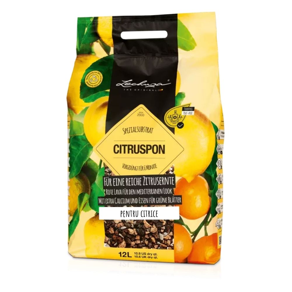 Substrat Mineral LECHUZA Citruspon 12 l, pentru citrice, 100% fara turba, cu ingrediente naturale