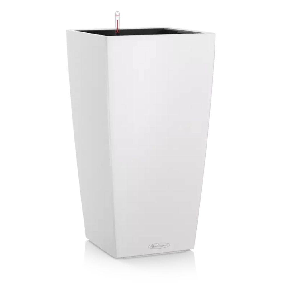 Ghiveci Auto-Irigant Lechuza Cubico Color 30, 14 l, alb mat, sistem de autoirigare, insert detasabil, strat de drenaj