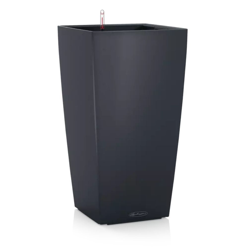 Ghiveci Auto-Irigant Lechuza Cubico Color 30, 14 l, negru mat, sistem de autoirigare, insert detasabil, strat de drenaj