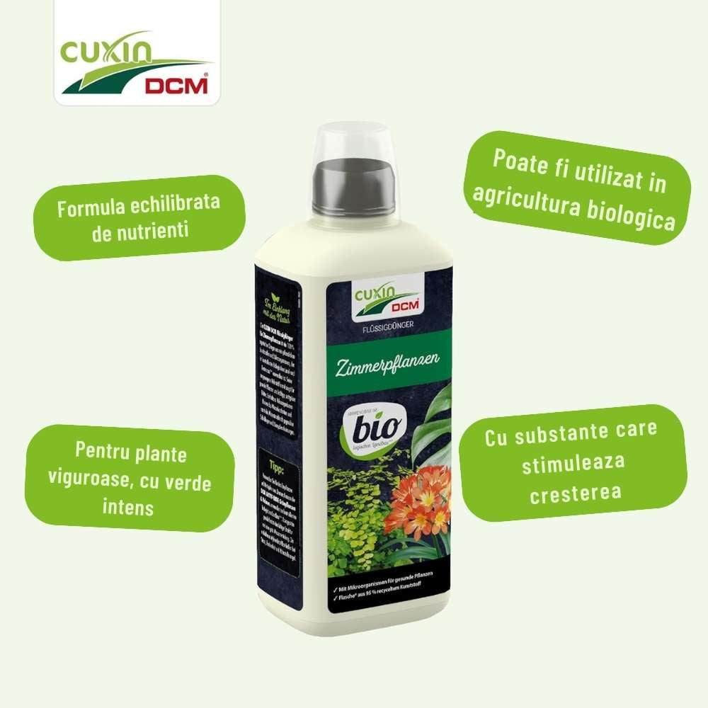 Ingrasamant Lichid Organic pentru Plante de Interior si hidroponice, 800 ml, CUXIN DCM