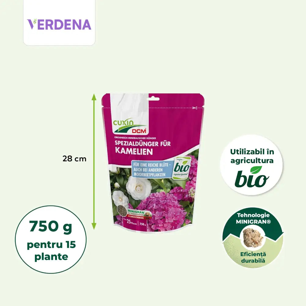 Ingrasamant granulat Minigran pentru Camelii, Trandafiri Japonezi, crestere sanatoasa, eliberare lenta a nutrientilor, 750 g, CUXIN DCM