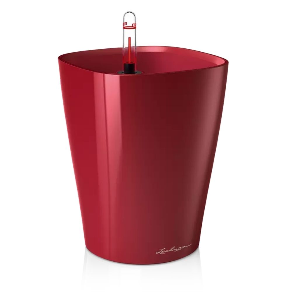 Ghiveci Auto-Irigant Lechuza Deltini 1,2 l, visiniu lucios, sistem de autoirigare, insert detasabil, strat de drenaj