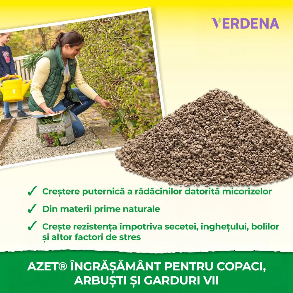 Ingrasamant organic Neudorff Azet, pentru arbori arbusti si gard viu cu efect prelungit radacini puternice si frunzis verde - 1 kg
