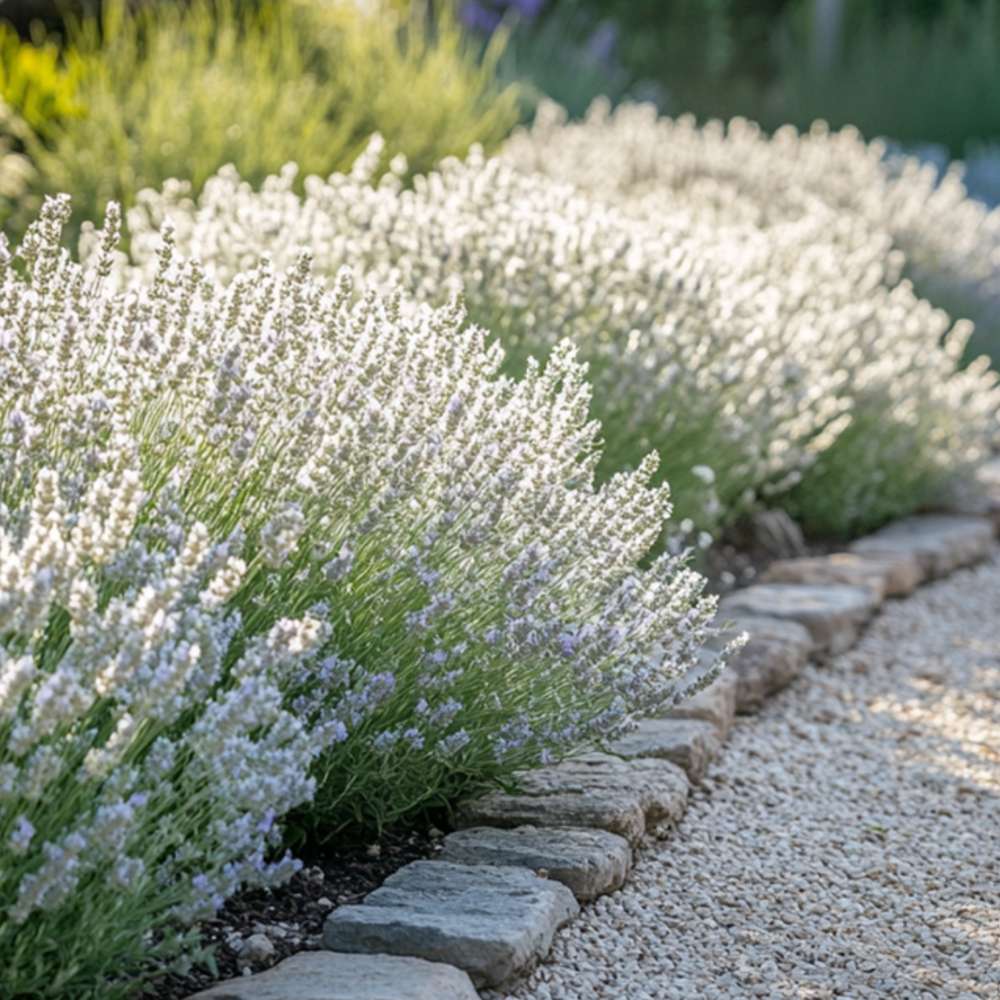 Лавандула Edelweiss, с интензивен аромат и декоративни цветове, идеална за бордюри и градини
