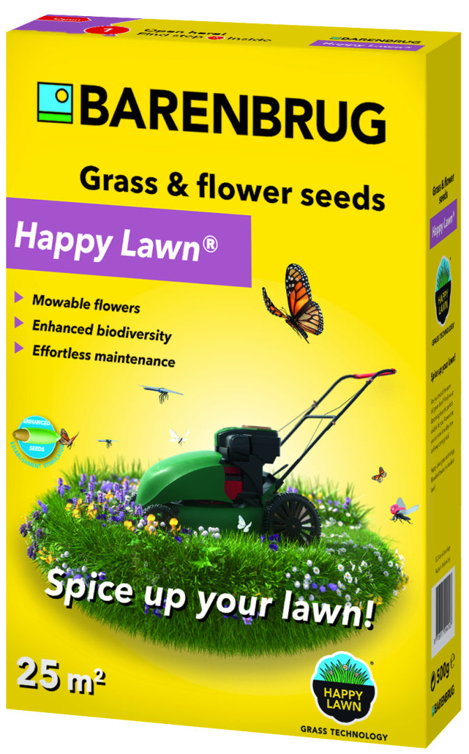 Семена за тревник с цветя Happy Lawn Barenbrug 0,5 кг – природен тревник с биоразнообразие за 50 кв.м