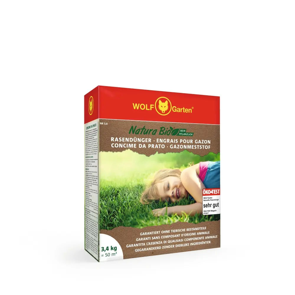Ingrasamant organic pentru gazon Wolf Garten Natura Bio, 3.4 kg pentru 50 mp, fara componente animale