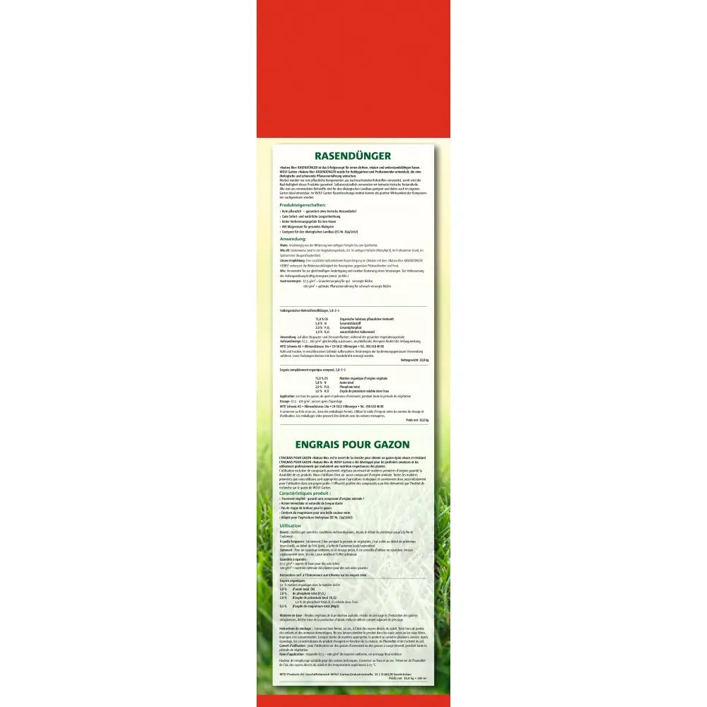 Органичен тор за Ливада Wolf Garten Natura Bio, 10.8 kg за 160 m², без животински съставки