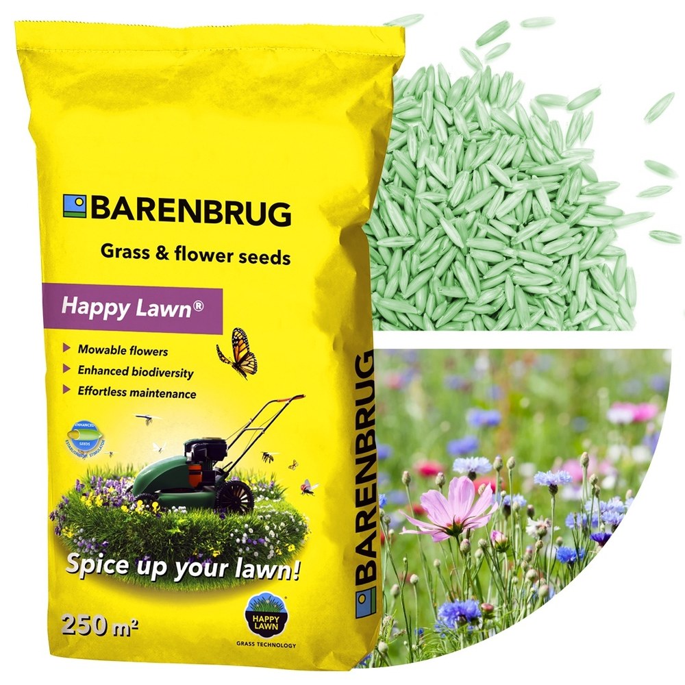 Семена за тревник с цветя Happy Lawn Barenbrug 5 кг – естествен биоразнообразен тревник за 250 кв.м