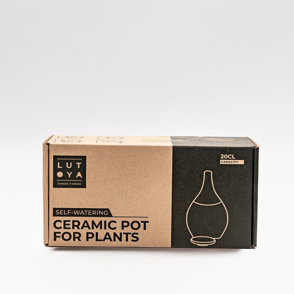 Vas de auto-udare plante rosu LUTOYA, decorativ, ceramic, lut, natural, 200 ml