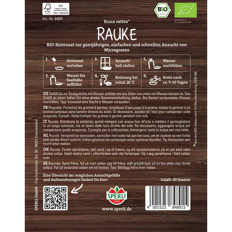 BIO Microgreens – seminte de rucola pentru interior, 40 g, cu protectie germinatie