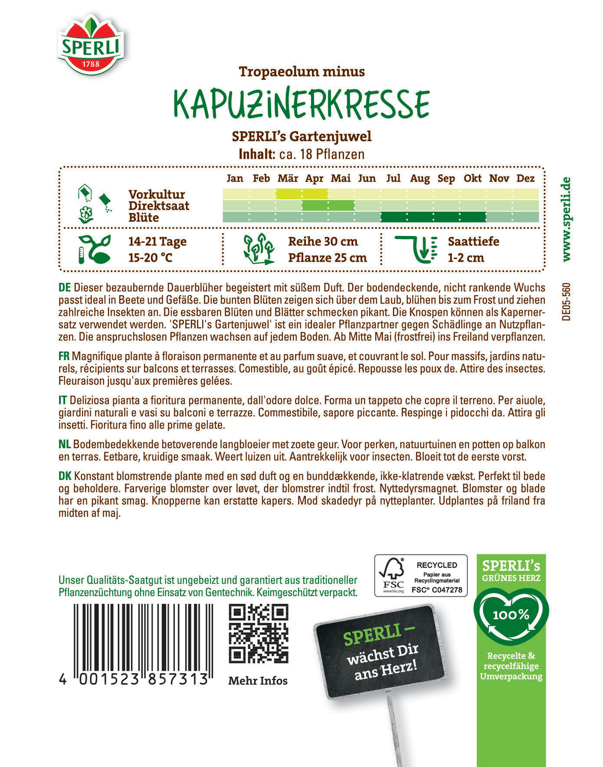 Seminte condurul doamnei SPERLI Gartenjuwel