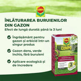 Ingrasamant gazon Compo Floranid, 1.5 kg pentru 50 mp, cu erbicid 2 in 1 efect imediat si de lunga durata