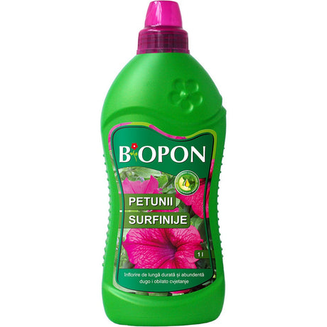 Течен тор BIOPON за петунии и сърфинии – интензивен и обилен цъфтеж, 1 л