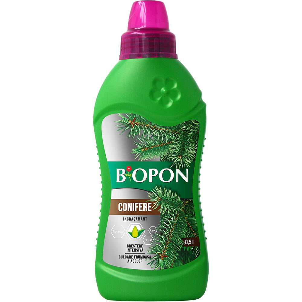 Течен тор BIOPON за иглолистни – интензивно зелени иглички и здрави растения, 500 мл
