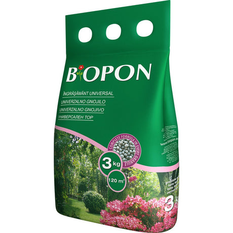 Универсален гранулиран тор BIOPON за зелени и цъфтящи растения, интензивен растеж и цъфтеж, 3 кг