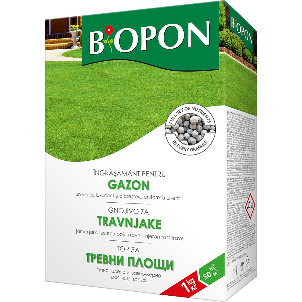 Ingrasamant granulat BIOPON pentru gazon, crestere rapida si gazon des, 1 kg