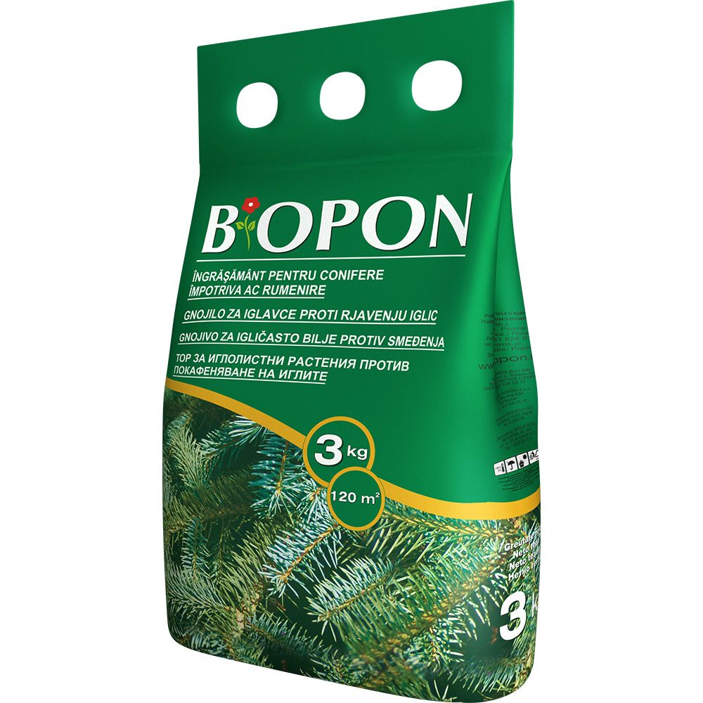 Тор BIOPON против пожълтяване на иглите при иглолистни, интензивно зелено и бърза регенерация, 3 кг