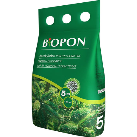 Тор гранулиран BIOPON за иглолистни – интензивно зелено и балансиран растеж, 5 кг
