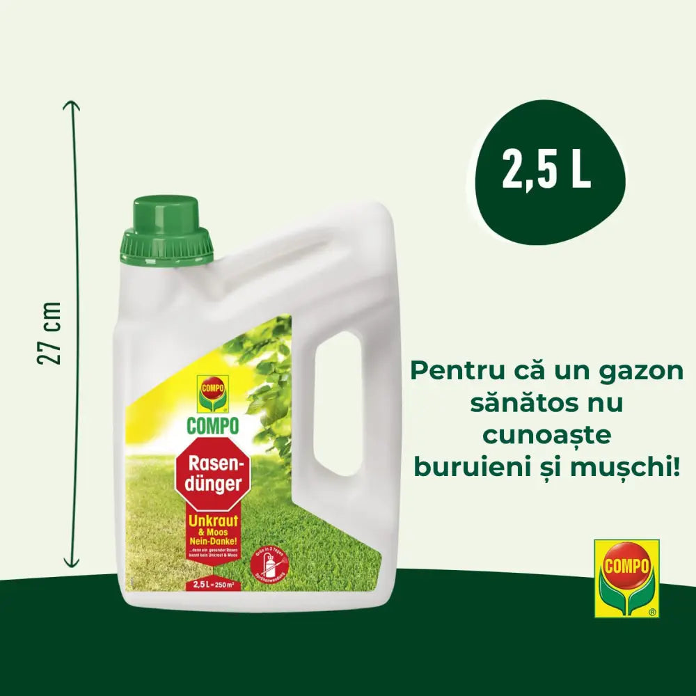 Ingrasamant lichid COMPO 2.5 l, impotriva buruienilor si muschiului, efect rapid pentru gazon verde si sanatos