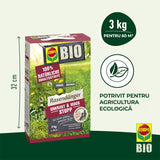Ingrasamant Organic pentru Gazon impotriva Buruienilor si a Muschiului, 3 kg pentru 120 m², Efect de Lunga Durata, COMPO