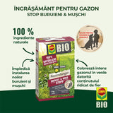 Ingrasamant Organic pentru Gazon impotriva Buruienilor si a Muschiului, 3 kg pentru 120 m², Efect de Lunga Durata, COMPO