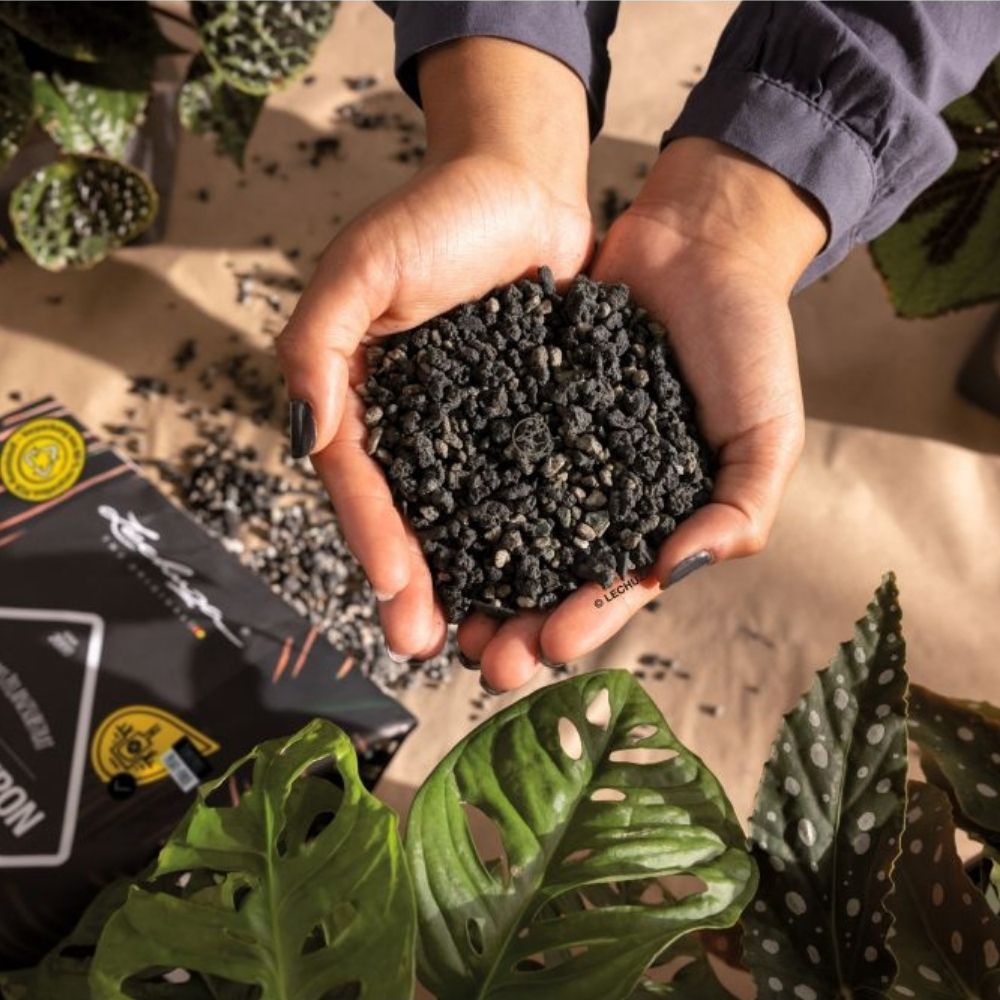 Substrat Mineral LECHUZA Blackstonepon 12 l, 100% fara turba, culoare neagra deosebita, cu ingrediente naturale