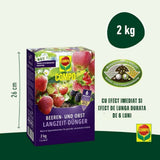Ingrasamant granulat COMPO pentru fructe de padure si pomi fructiferi, efect de lunga durata 6 luni, 2 kg