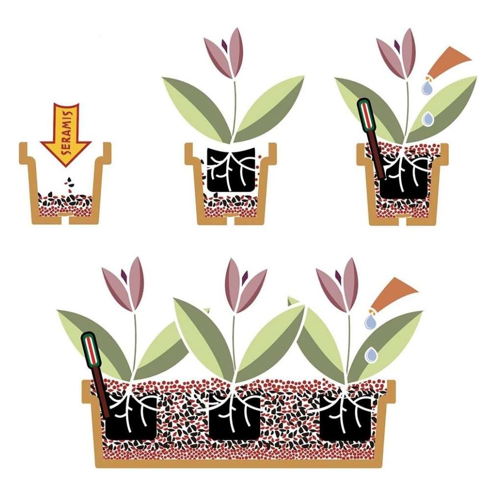 Granule argila SERAMIS pentru straturi de flori, balcon si plante la ghiveci, retinere apa si nutrienti, 12.5 l