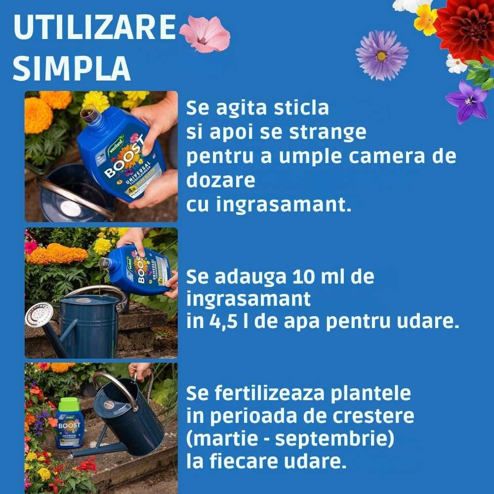 Ingrasamant lichid universal Westland Boost 1, 4x mai multe flori si productie sporita, 1 l