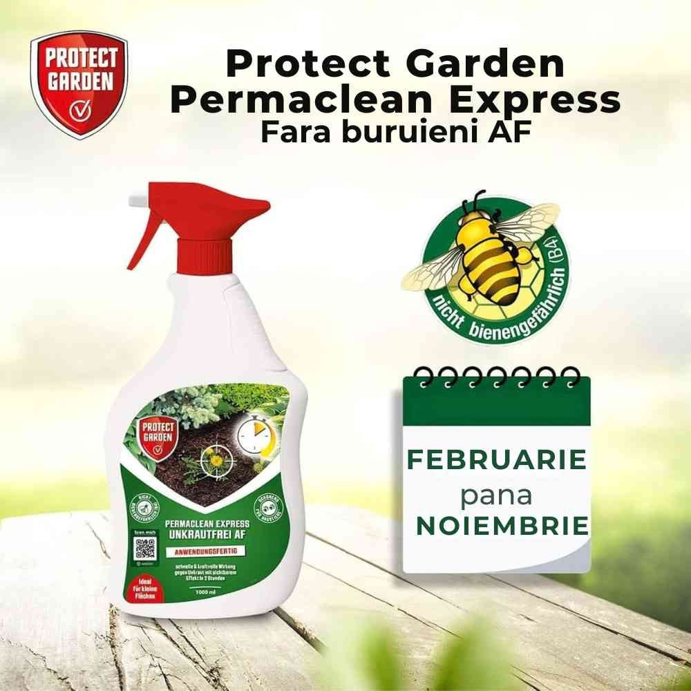 Тотален хербицид без глифосат PROTECT GARDEN Permaclean Express, готов за употреба, бързо действие, 10 кв.м, 1 л
