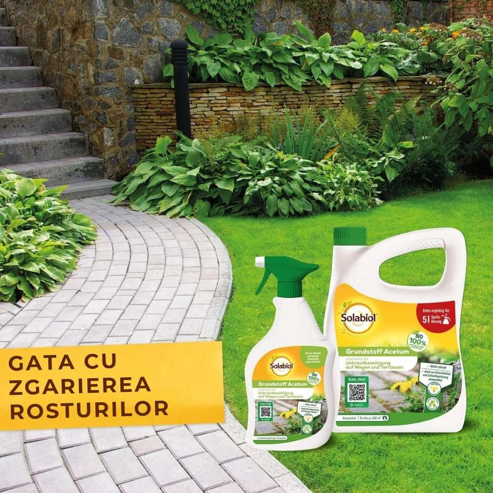 Spray Erbicid pentru combaterea buruienilor SOLABIOL pe baza de acetum, utilizare exterioara, 1 L