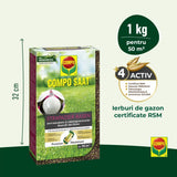 Compo seminte gazon rezistent trafic intens 1 kg pentru 50 mp – amestec profesional pentru gazon de sport si joaca