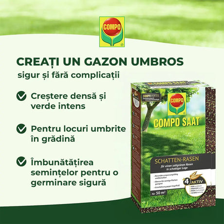 Compo seminte gazon pentru umbra densa, 2 kg pentru 100 mp – amestec profesional pentru zone umbrite si insorite (Copy)