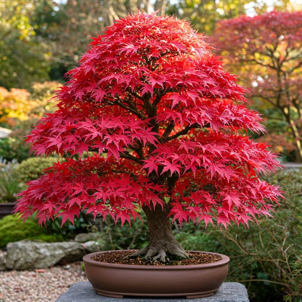 Японски клен Bonsai 'Atropurpureum' – миниатюрно дърво с интензивно червено листо, 35 см