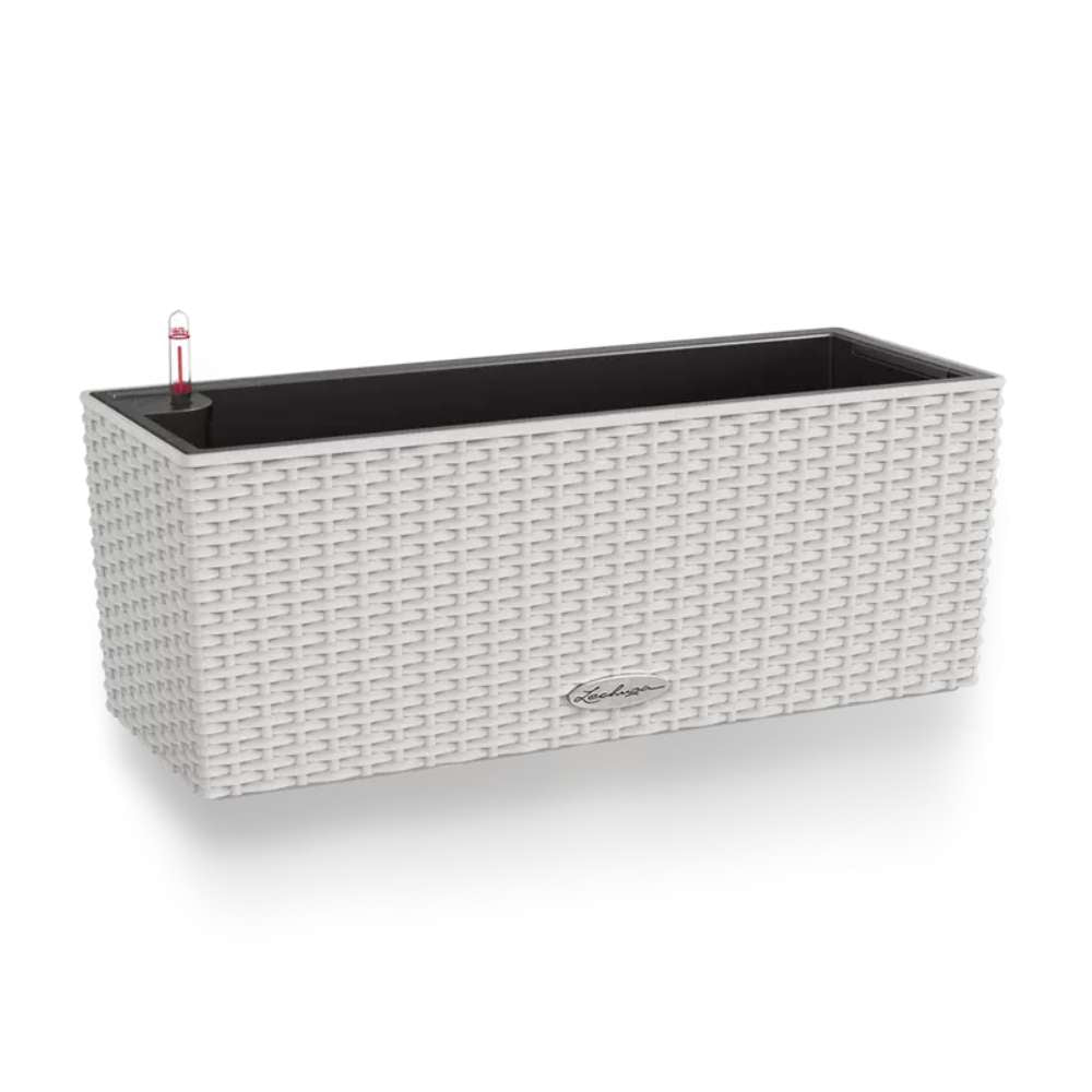 Ghiveci Auto-Irigant Lechuza Balconera Cottage 50, 8 l, efect de ratan gri deschis, sistem de autoirigare, insert detasabil, strat de drenaj