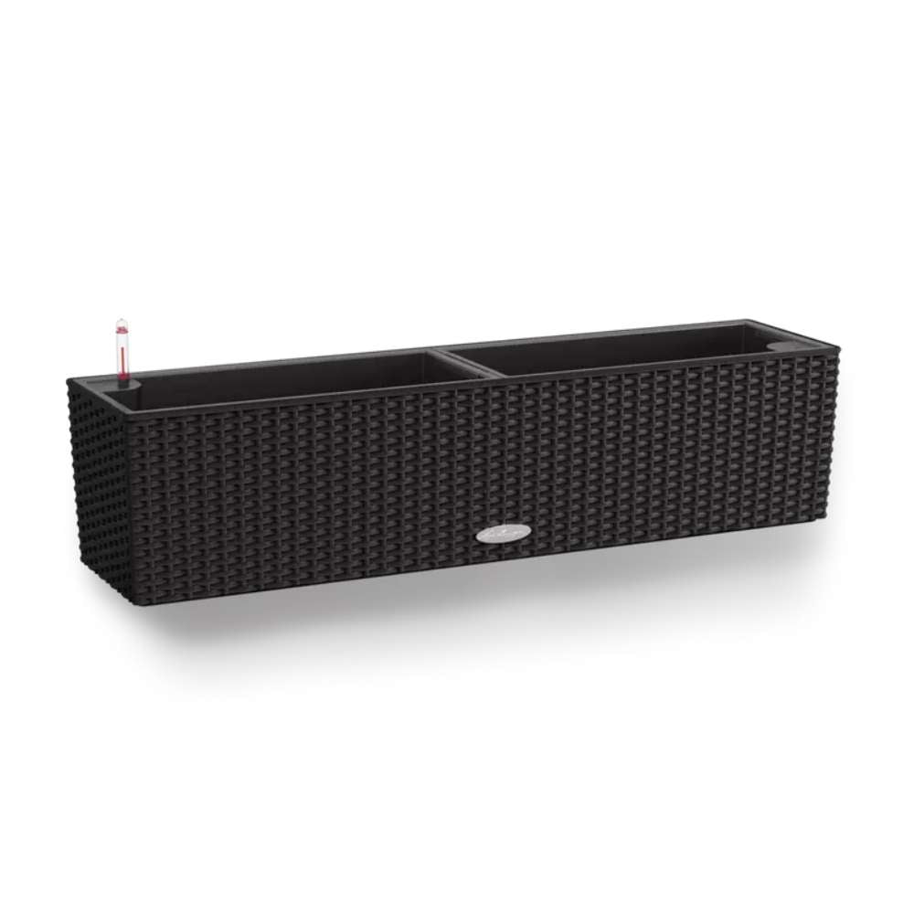 Ghiveci Auto-Irigant Lechuza Balconera Cottage 80, 12 l, efect de ratan negru, sistem de autoirigare, insert detasabil, strat de drenaj