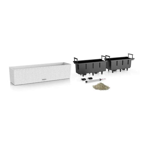Ghiveci Auto-Irigant Lechuza Balconera Cottage 80, 12 l, efect de ratan negru, sistem de autoirigare, insert detasabil, strat de drenaj