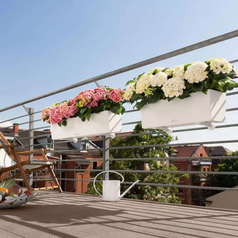 Ghiveci Auto-Irigant Lechuza Balconera Color 80, 12 l, alb mat, sistem de autoirigare, insert detasabil, strat de drenaj