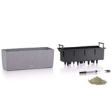 Ghiveci Auto-Irigant Lechuza Balconera Stone 50, 8 l, efect de piatra alba, sistem de autoirigare, insert detasabil, strat de drenaj
