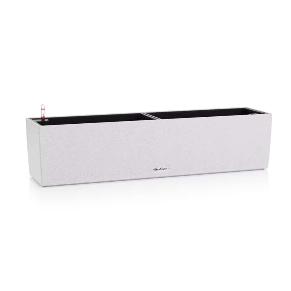 Ghiveci Auto-Irigant Lechuza Balconera Stone 80, 12 l, cu efect de piatra alba, sistem de autoirigare, insert detasabil, strat de drenaj
