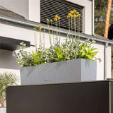 Ghiveci Auto-Irigant Lechuza Balconera Stone 80, 12 l, cu efect de piatra neagra, sistem de autoirigare, insert detasabil, strat de drenaj